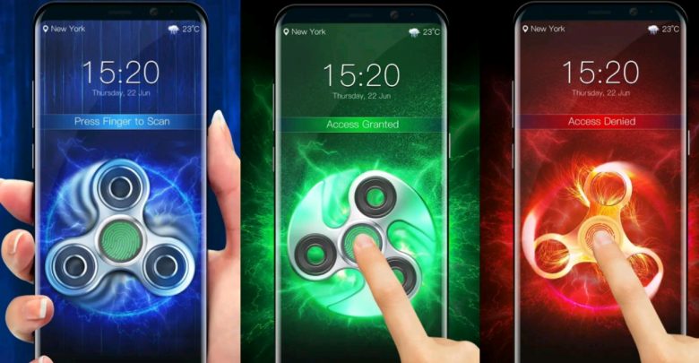 Try this Fidget spinner screen locker  your screen can be 